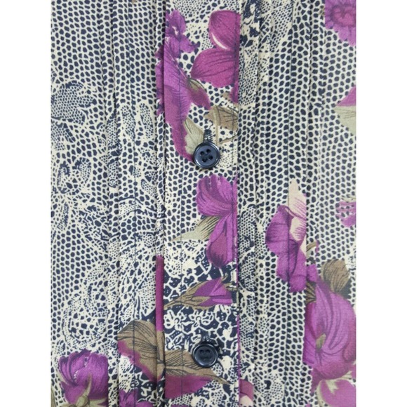 Croft & Barrow Floral Pleat Button Down Blouse M - Picture 3 of 10